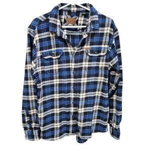 Orvis Large Men's Blue White Black Plaid Men's Jacket Shacket